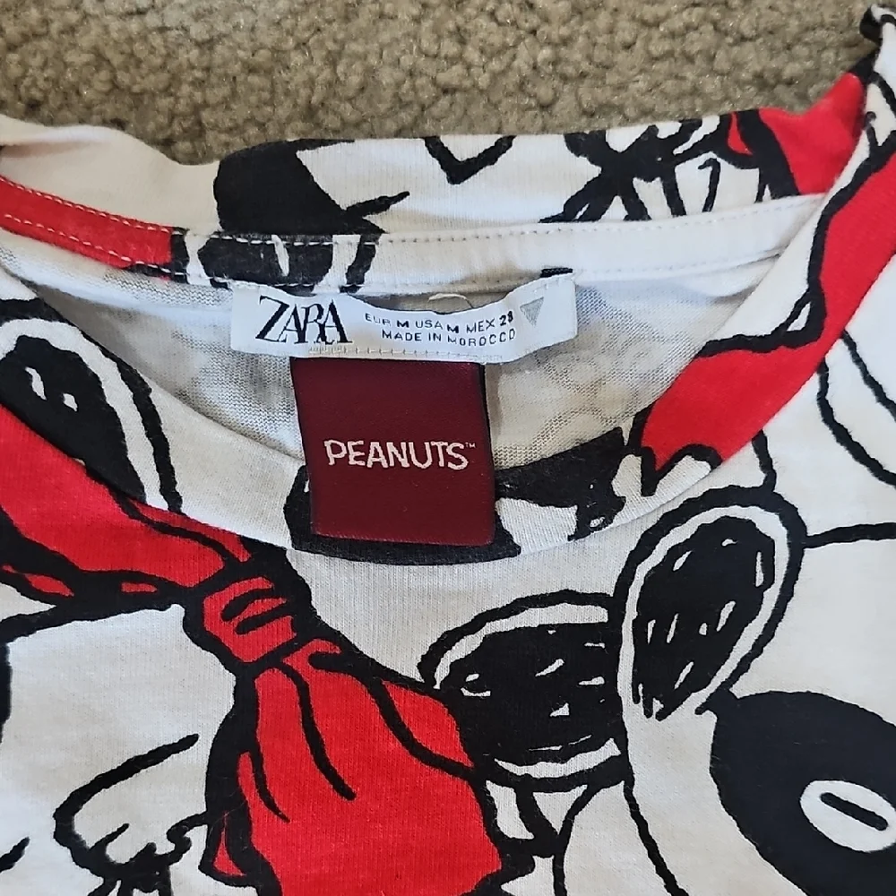 Zara Peanuts Graphic Tee Dress in White, Red & Black - Picture 4 of 4